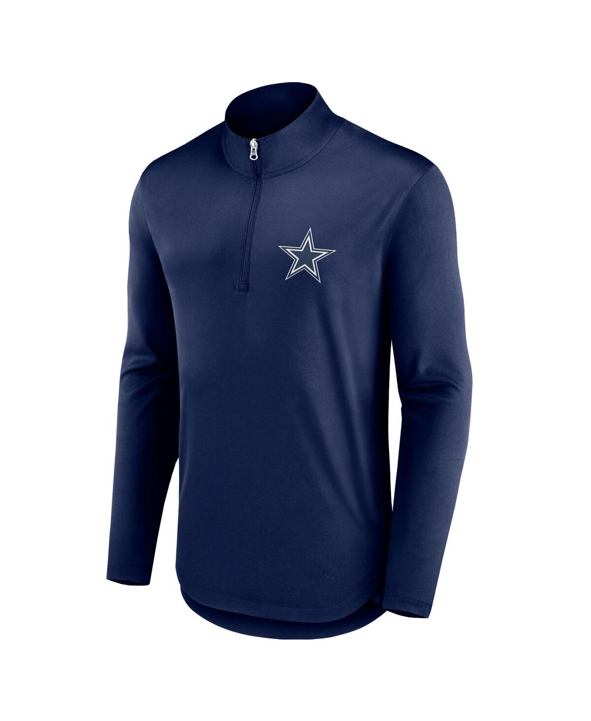Shop Fanatics Men's  Navy Dallas Cowboys Quarterback Quarter-zip Top