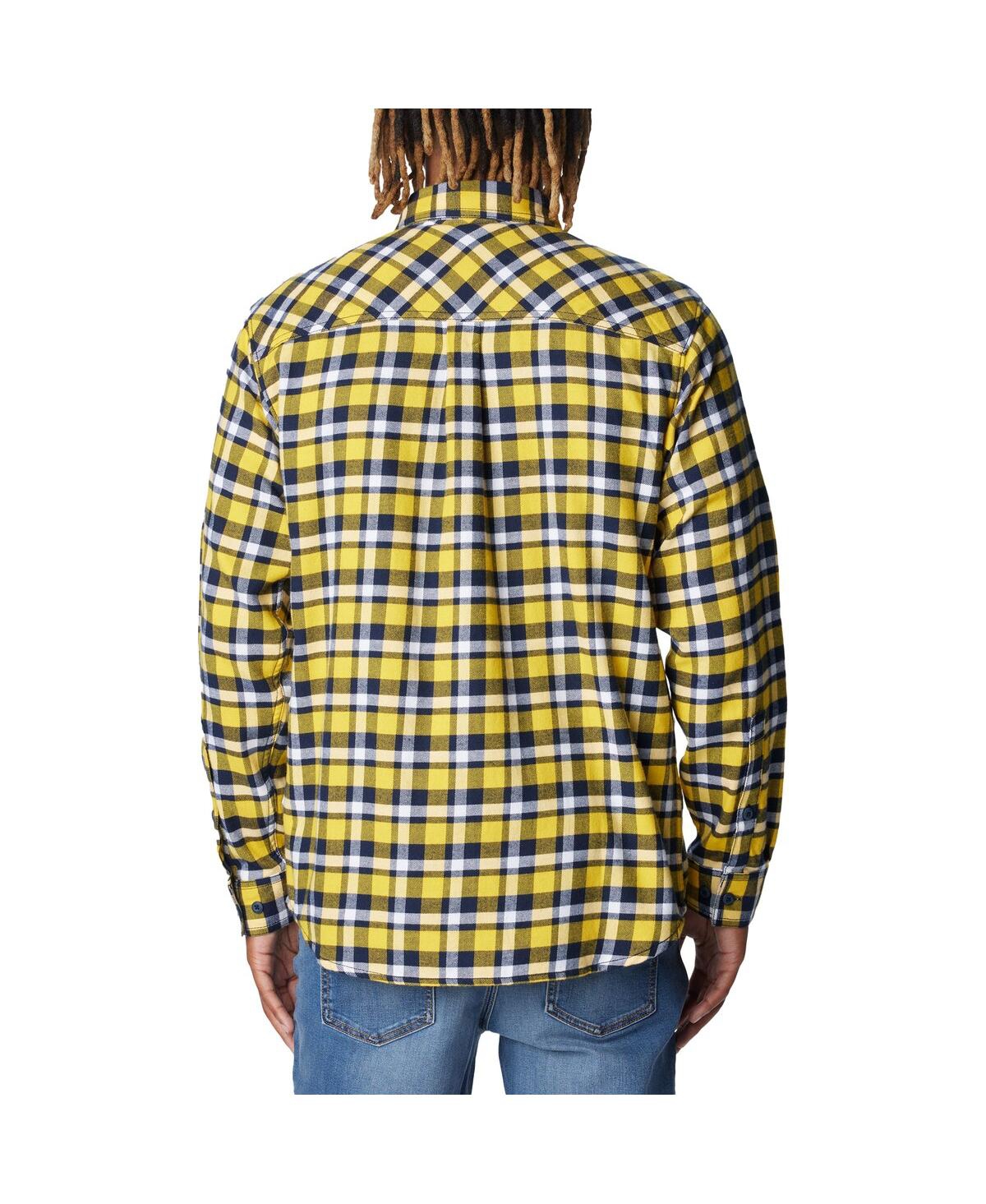 Shop Columbia Men's  Maize Michigan Wolverines Flare Flannel Long Sleeve Shirt