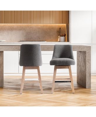 26" Upholstered Swivel Counter Height Bar Stools (Set of 2)