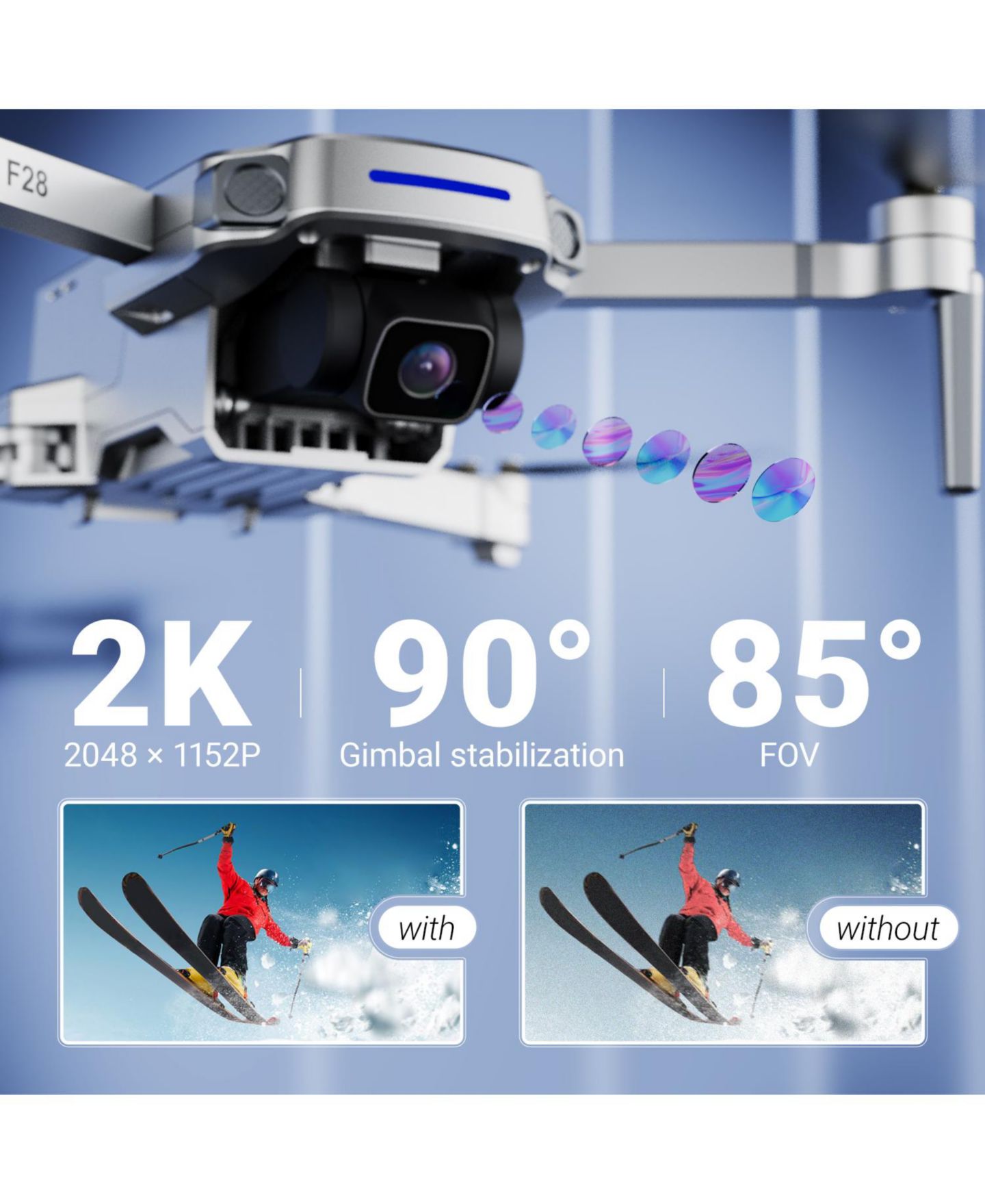 Детская игрушка Contixo F28 Foldable GPS Drone with 2K Full HD Camera, цвет: Серебряный — фото 2