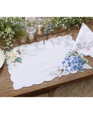 Elrene - Spring Hydrangea Bouquet Cutwork Rectangular Placemat