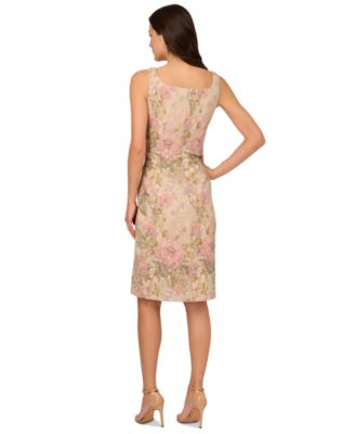 adrianna papell matelasse cocktail dress Adrianna Papell Matelass Faux Wrap Sheath Dress ( Size 4)
