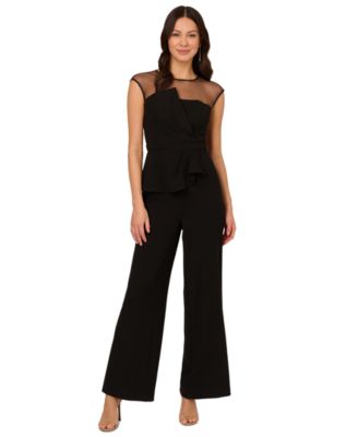 Adrianna Papell - Women's Illusion-Yoke Knit Crepe Jumpsuit