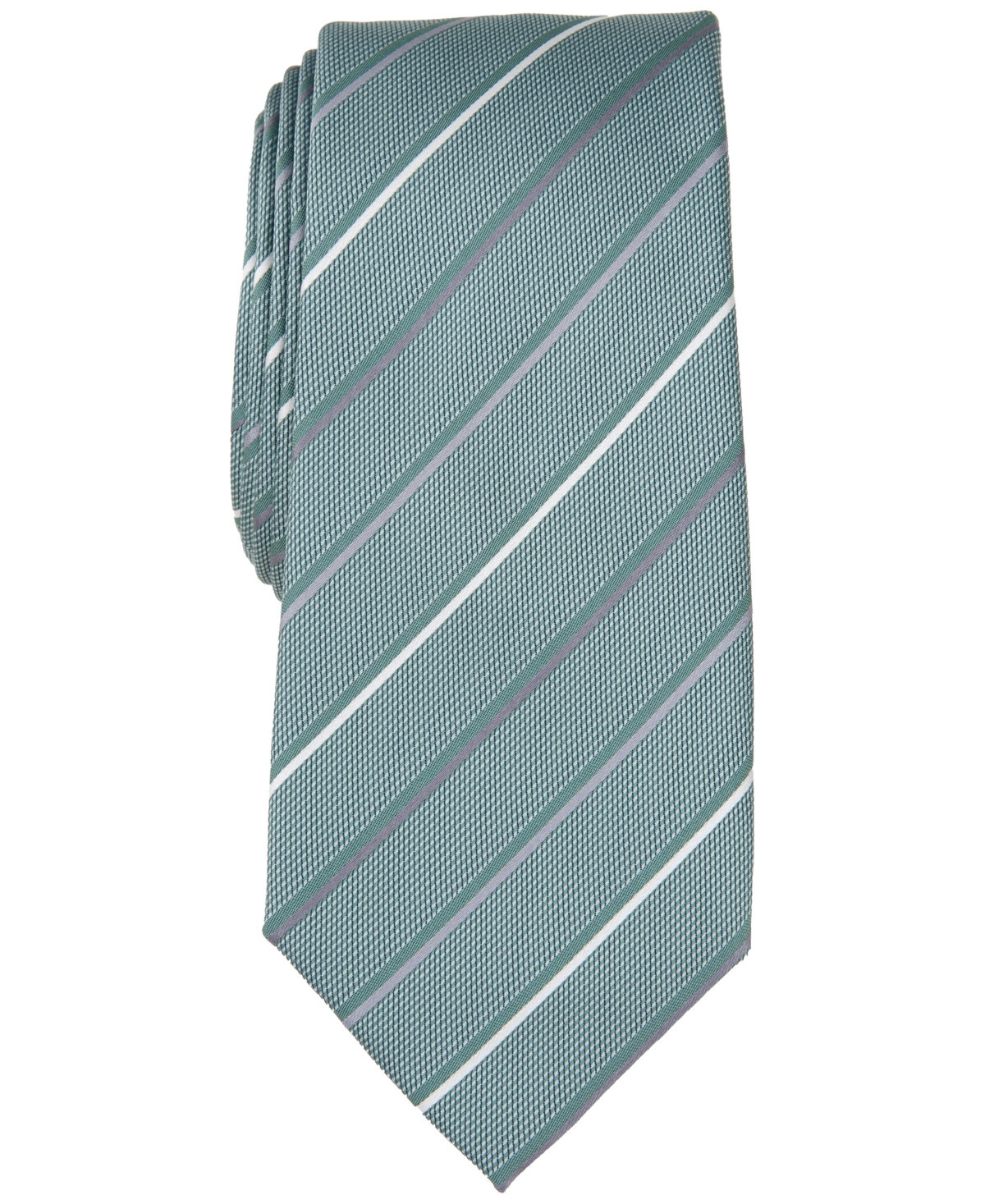 Shop Alfani Men's Belwood Slim Stripe Tie, Created For Macy's In Mint
