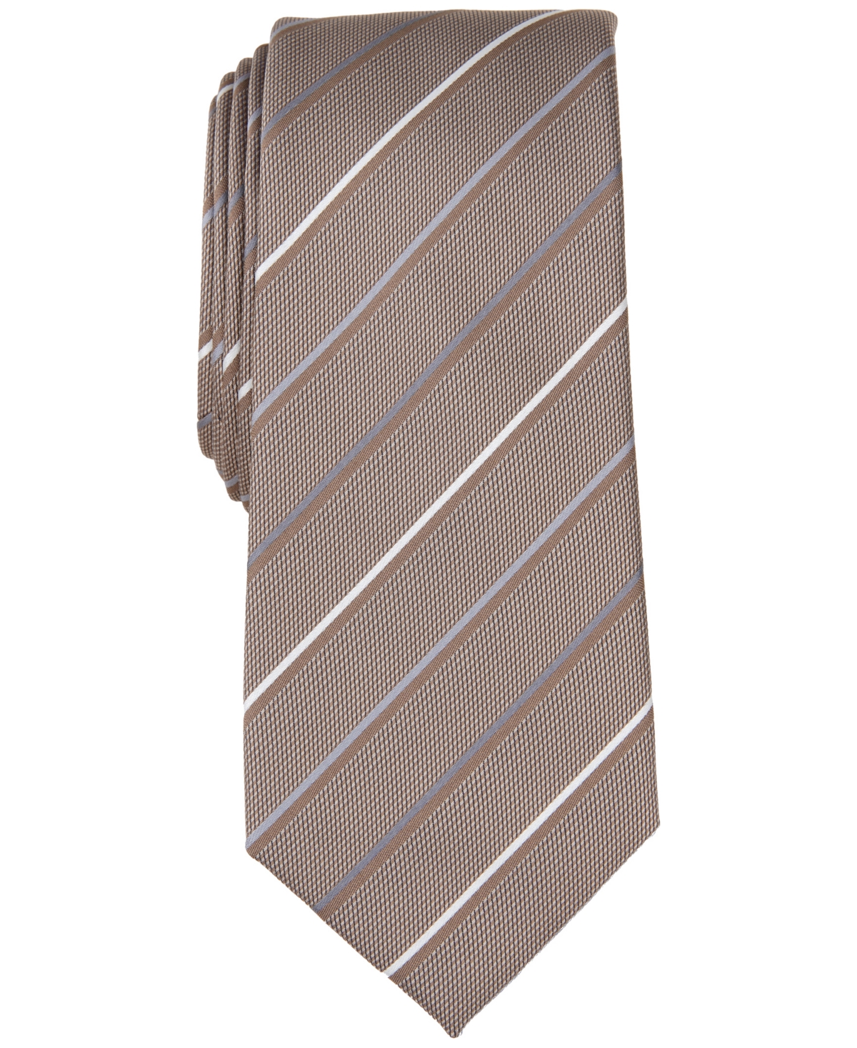 Shop Alfani Men's Belwood Slim Stripe Tie, Created For Macy's In Taupe