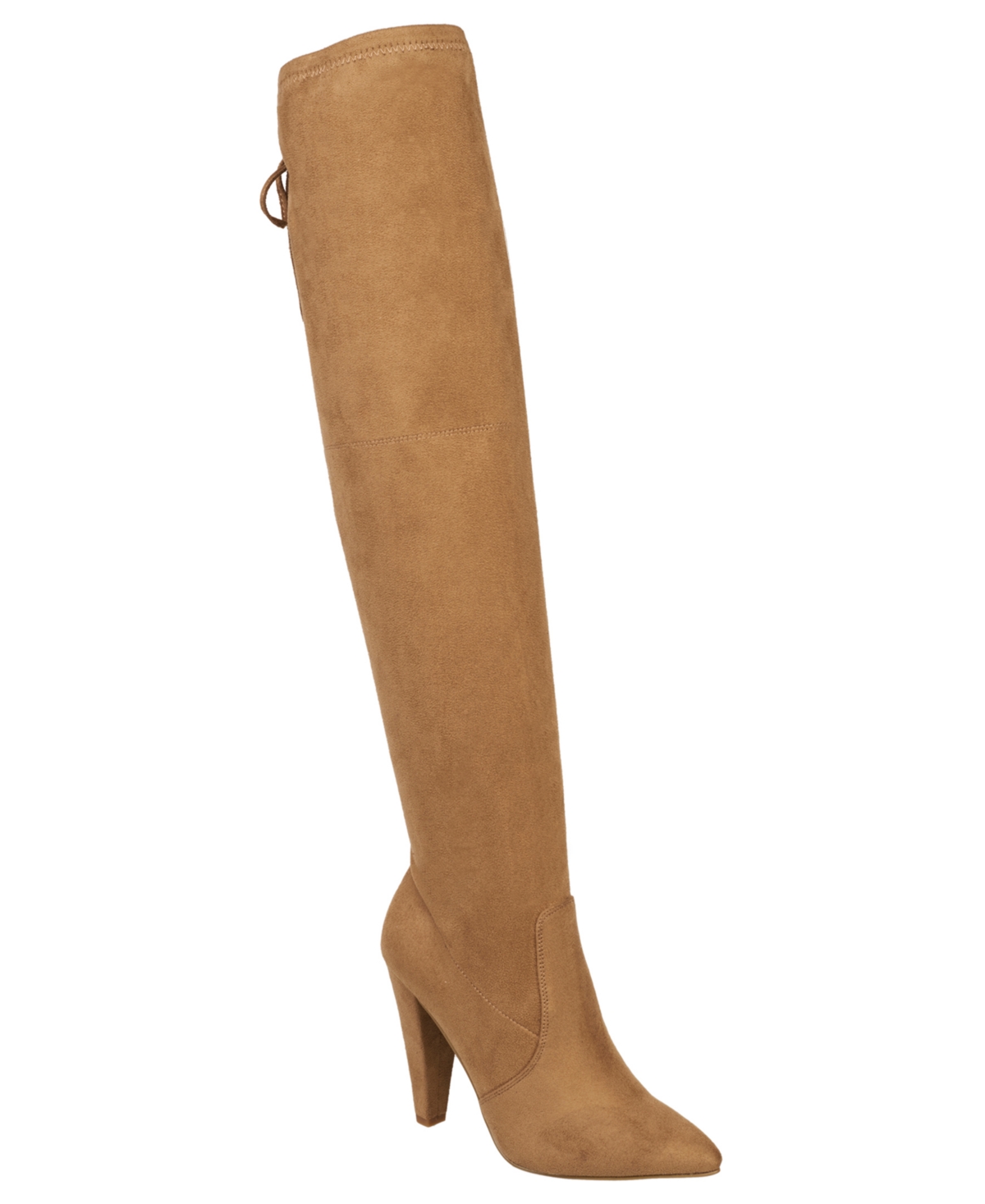 Women's Jordan Cone Heel Lace-up Over-The-Knee Boots - Tan- Faux Leather