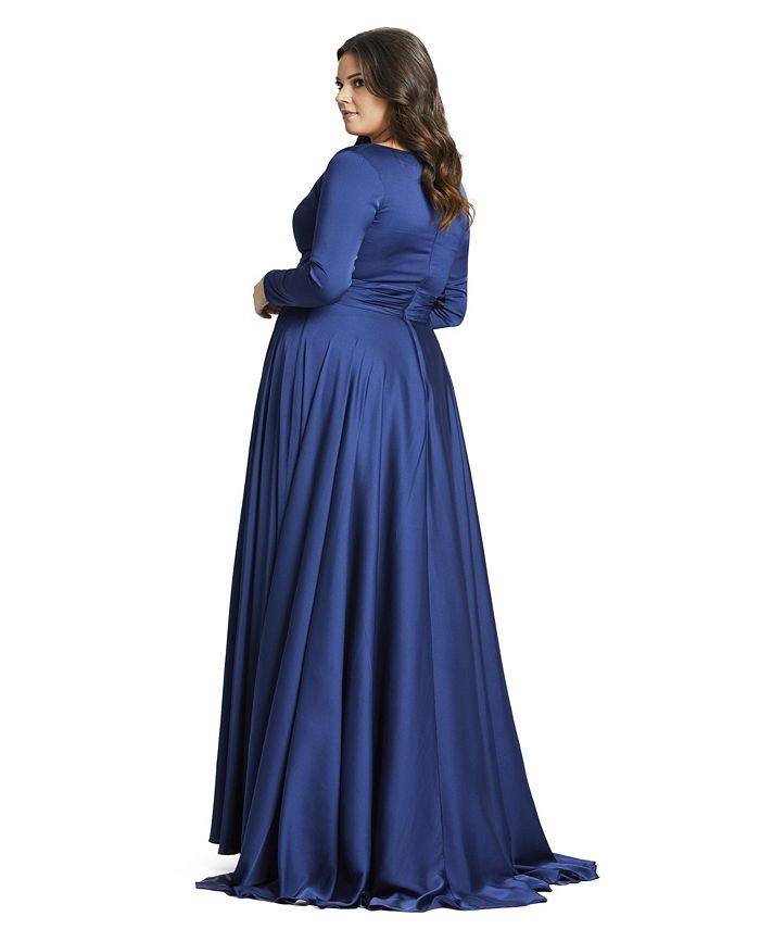 Floral Embroidery Chiffon Long Sleeve V-Neck Draped Dress With Sashes Jalabiyat Dubai African Moroccan Women Robe