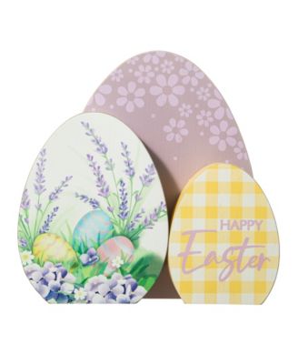 7.75" H Easter Wooden Eggs Table Decor