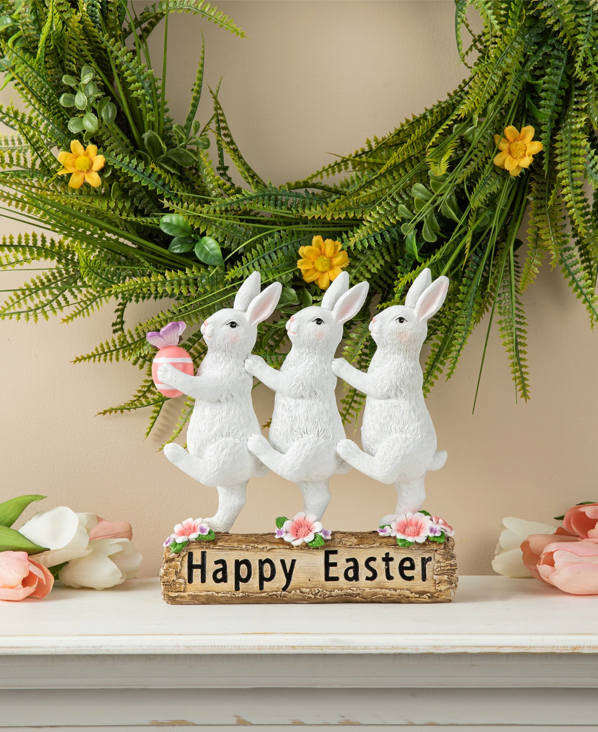 Shop Glitzhome 9.25" H Easter Resin Triple Bunny Table Decor In Multi