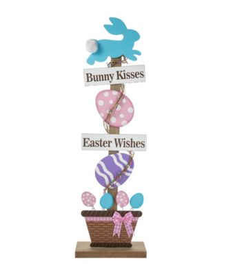 35.5" H Easter Wooden Bunny and Eggs Porch Decor