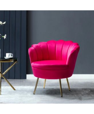 Modern Velvet Barrel Chair with Channel Tufted Back