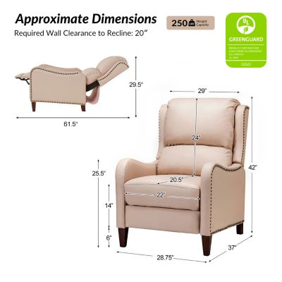 1 piece Leather Pushback Recliner chair