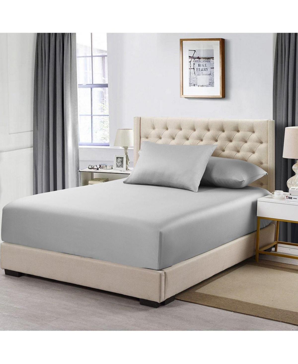 Cotton Fitted Sheet Only - Solid 600 Thread Count, California King - Gray