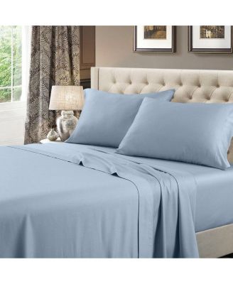 600 Thread Count Solid Cotton 4 Piece Sheets Set, Queen