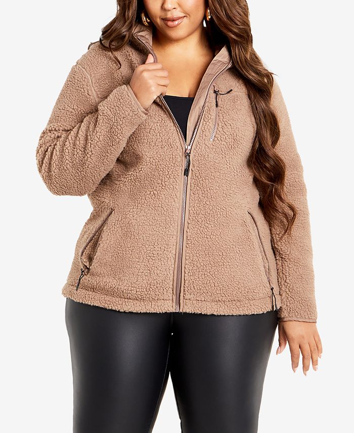 Women's plus size hooded fleece hotsell jacket