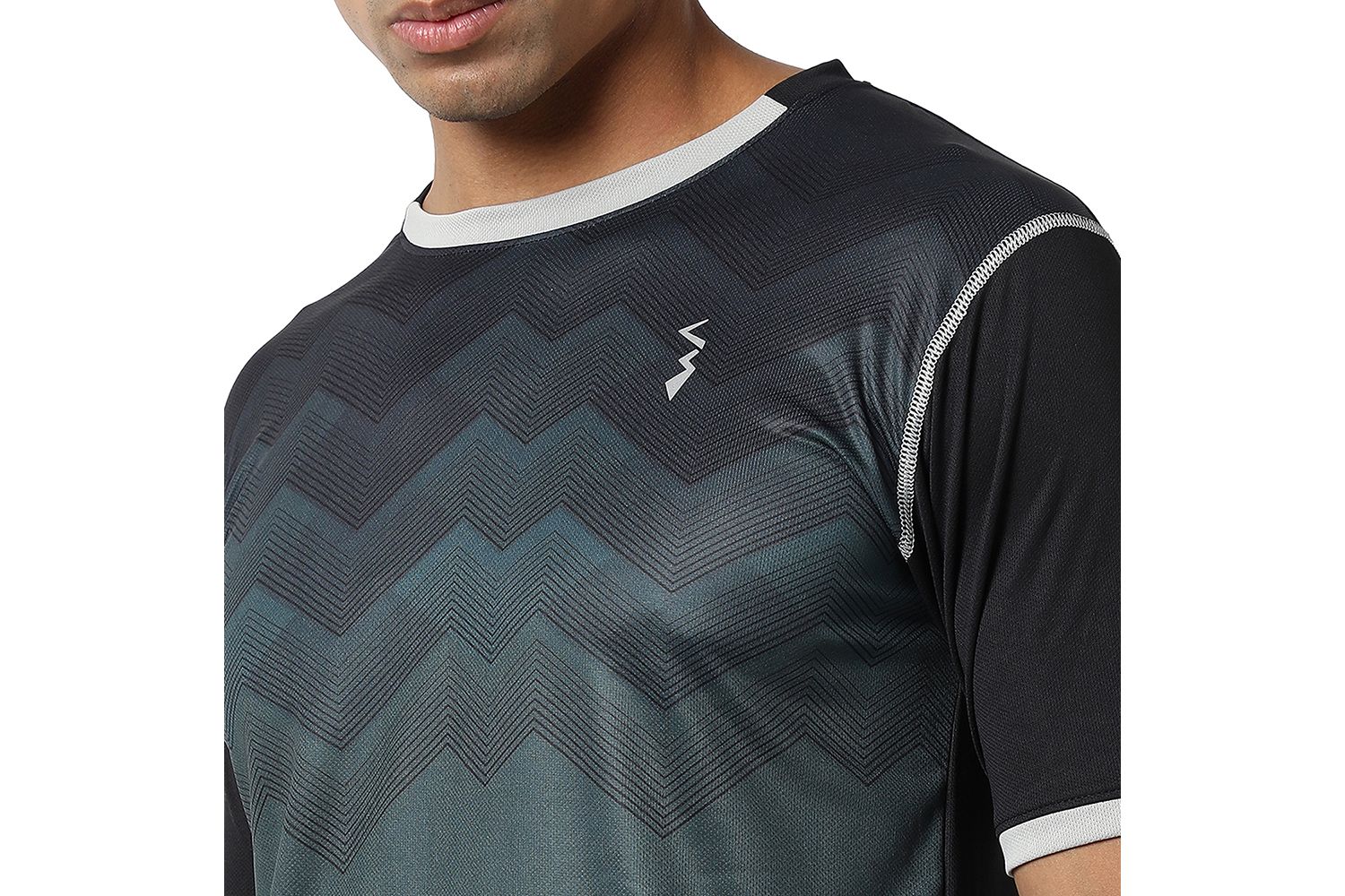 Men's Charcoal Grey Geometric Active wear T-Shirt