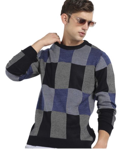 Мужской свитер Cahoot Campus Sutra Blue Block Check Pullover, цвет: Синий
