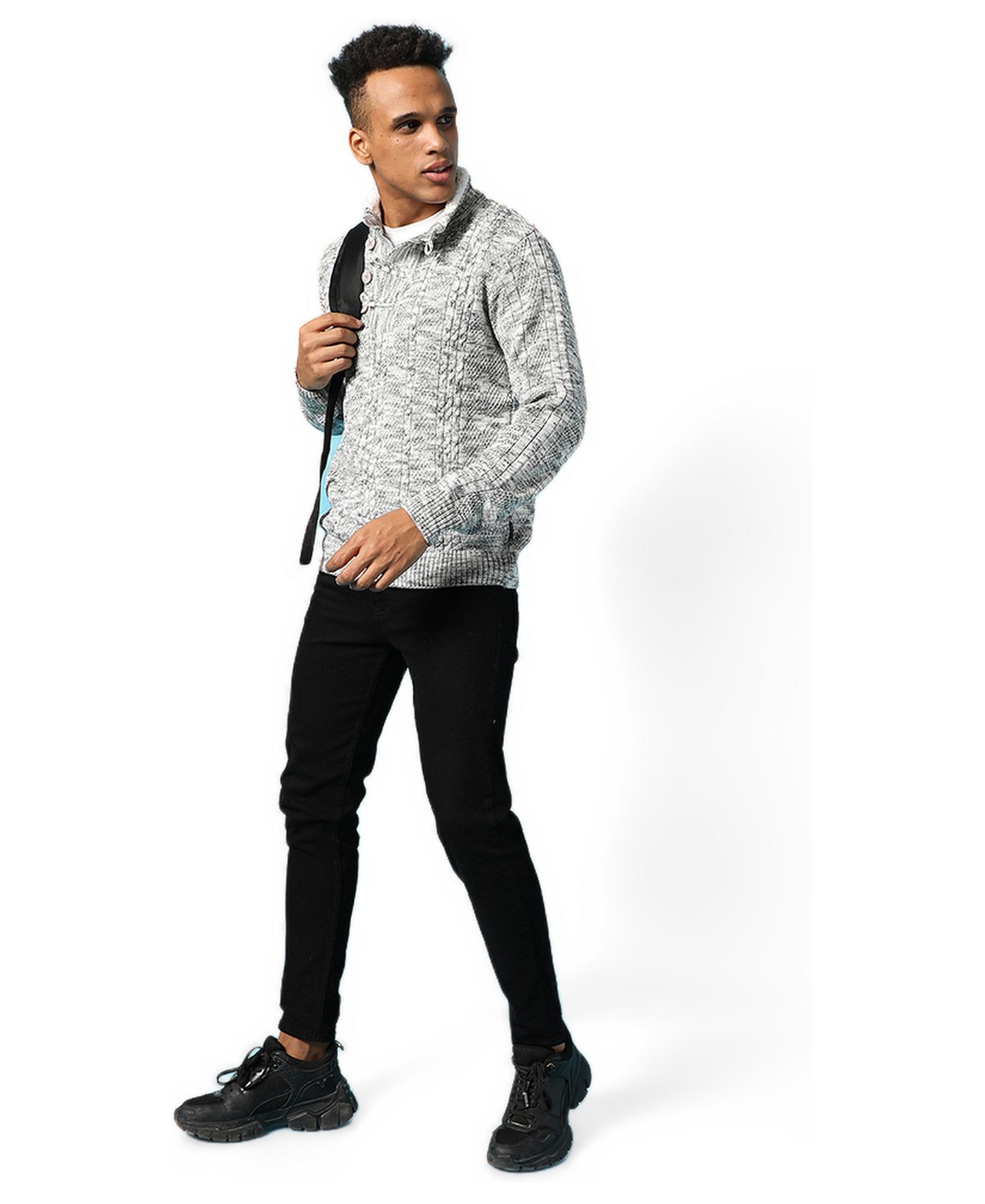 Мужской свитер Cahoot Campus Sutra Grey Heathered Cable Knit, цвет: Серый — фото 3