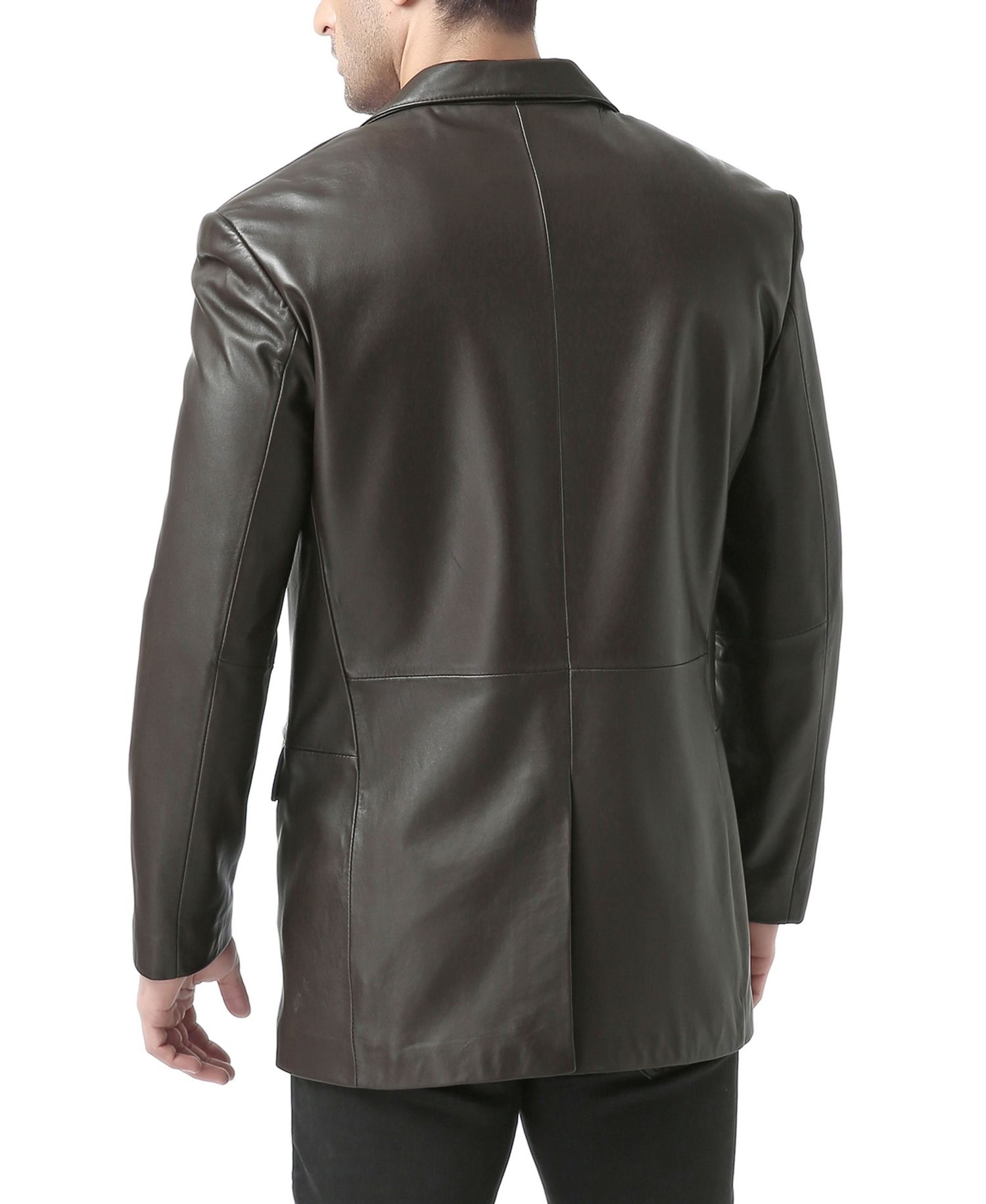 Men Classic Two-Button Leather Blazer - Tall