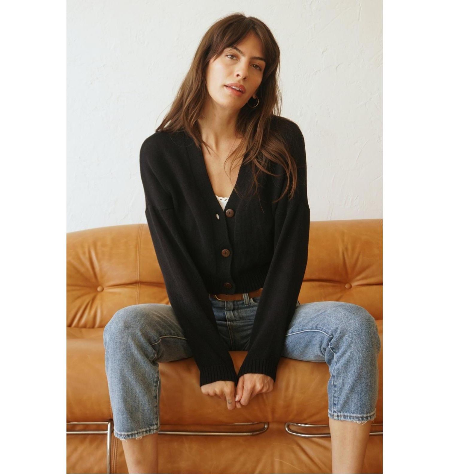 Women's Cotton Diana Crop Cardigan Sweater