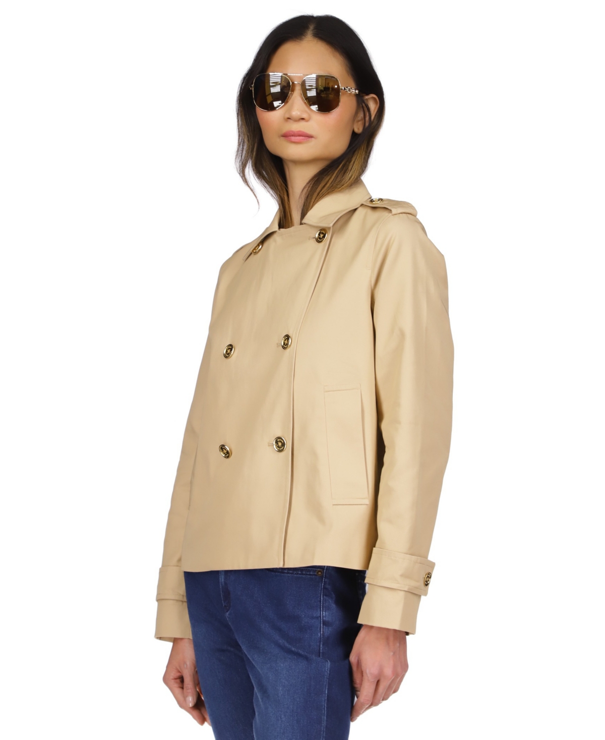 Michael Michael Kors Women's Cotton Twill Cropped Peacoat