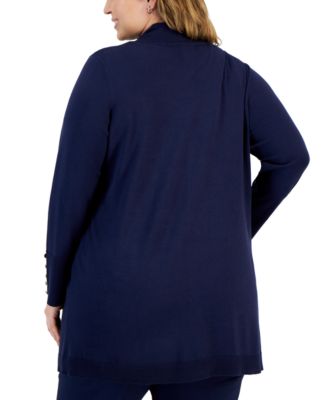 Plus Size Open-Front Long-Sleeve Cardigan, Exclusively at Macy's