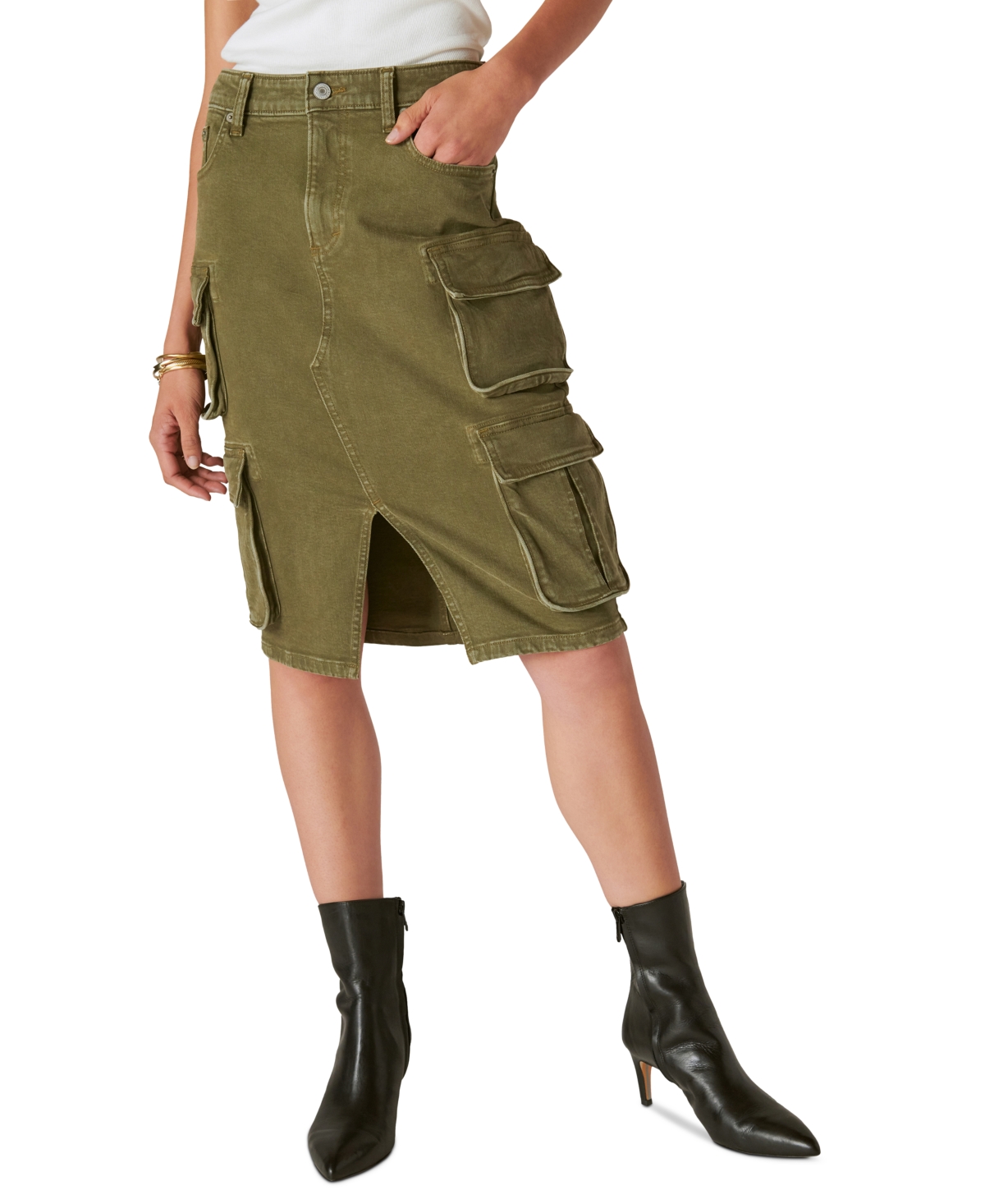 Lucky Brand Women's Cargo Skirt In Dark Olive