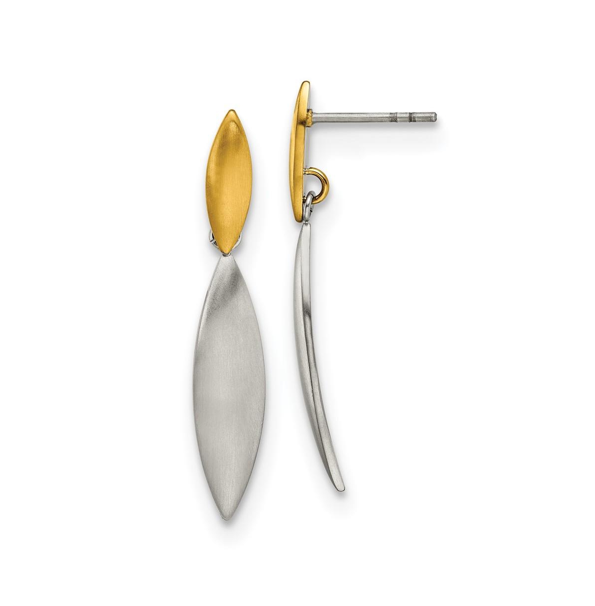 Stainless Steel Brushed Yellow Ip-plated Dangle Earrings - Silver