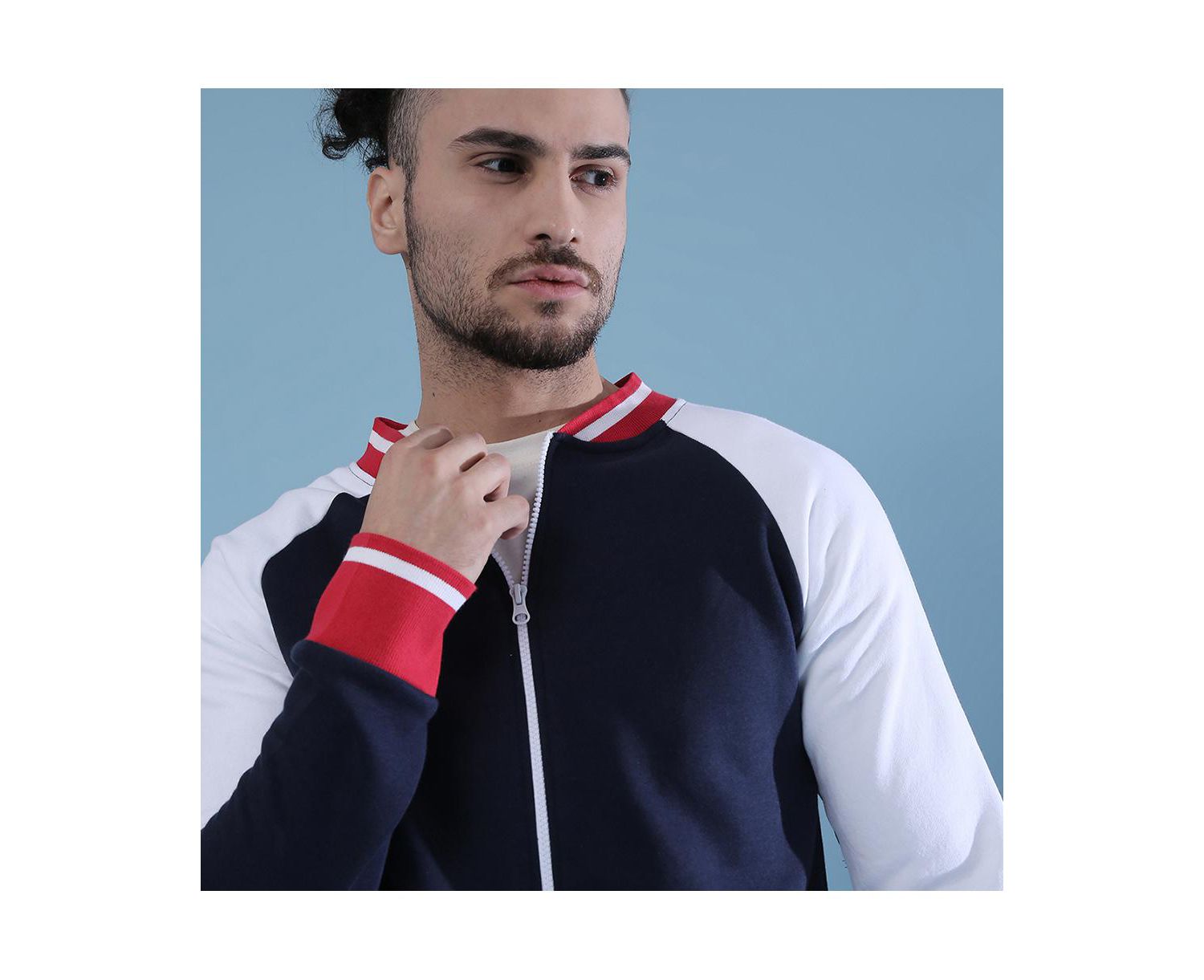 Men's Multicolor Zip-Front Jacket With Raglan Sleeve