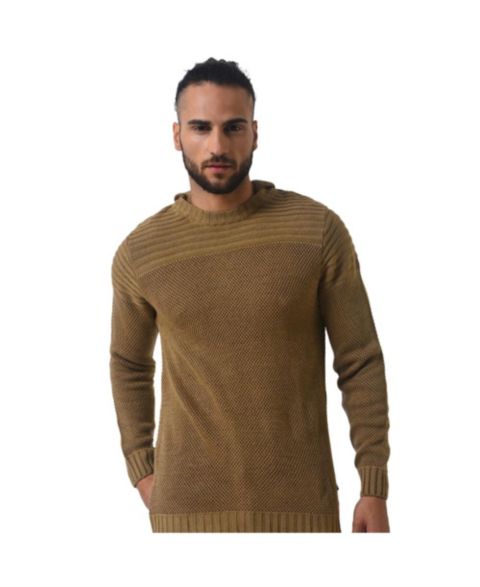 Мужской свитер Cahoot Campus Sutra Brown Textured Knit Pullover, цвет: Коричневый