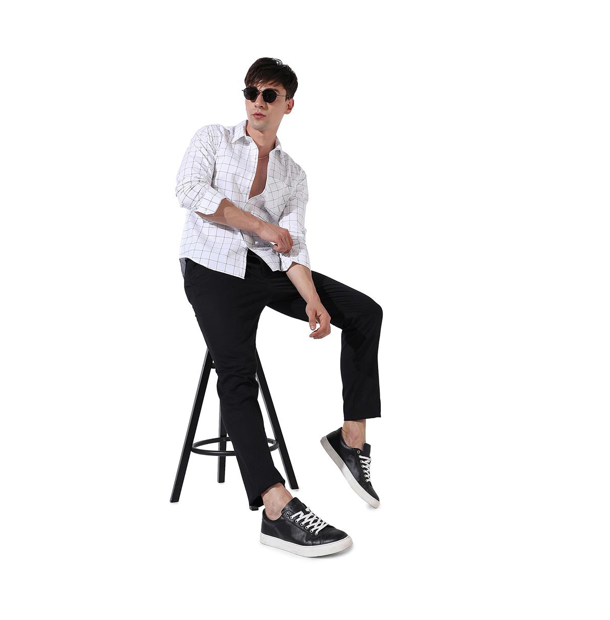 Campus Sutra Men'sGraph Check Shirt - White