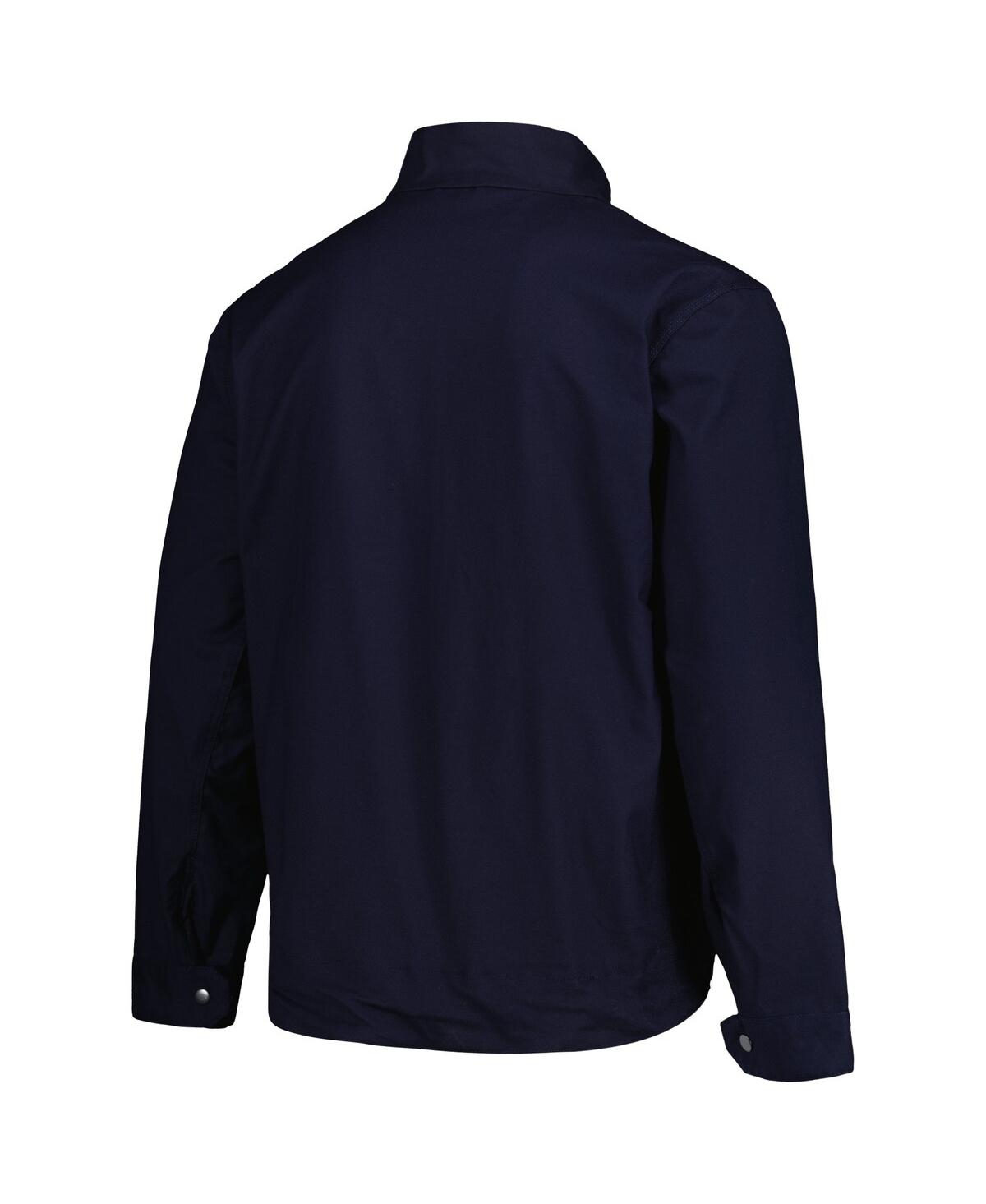 DUNBROOKE MEN'S DUNBROOKE NAVY DENVER BRONCOS JOURNEY WORKWEAR TRI-BLEND FULL-ZIP JACKET 