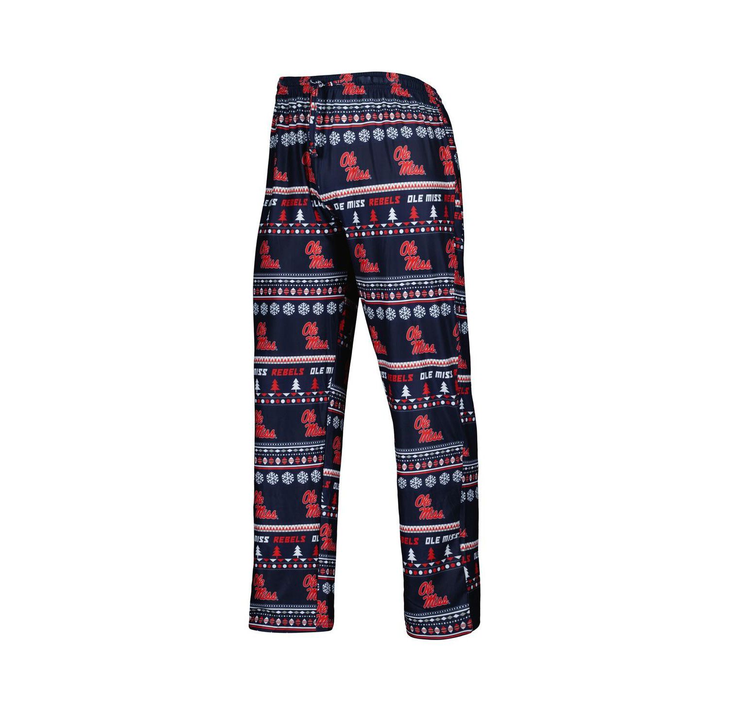Men's Navy Ole Miss Rebels Swivel Long Sleeve T-shirt and Pants Sleep Set