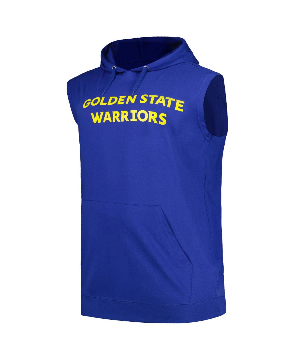 Shop Fanatics Men's  Royal Golden State Warriors Big And Tall Jersey Muscle Pullover Hoodie