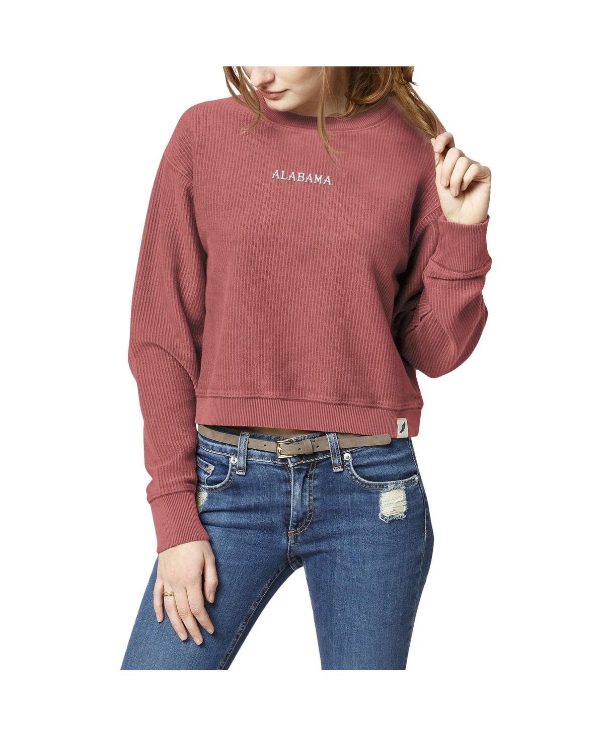 Women's League Collegiate Wear Coral Alabama Crimson Tide Timber Cropped Pullover Sweatshirt - Coral