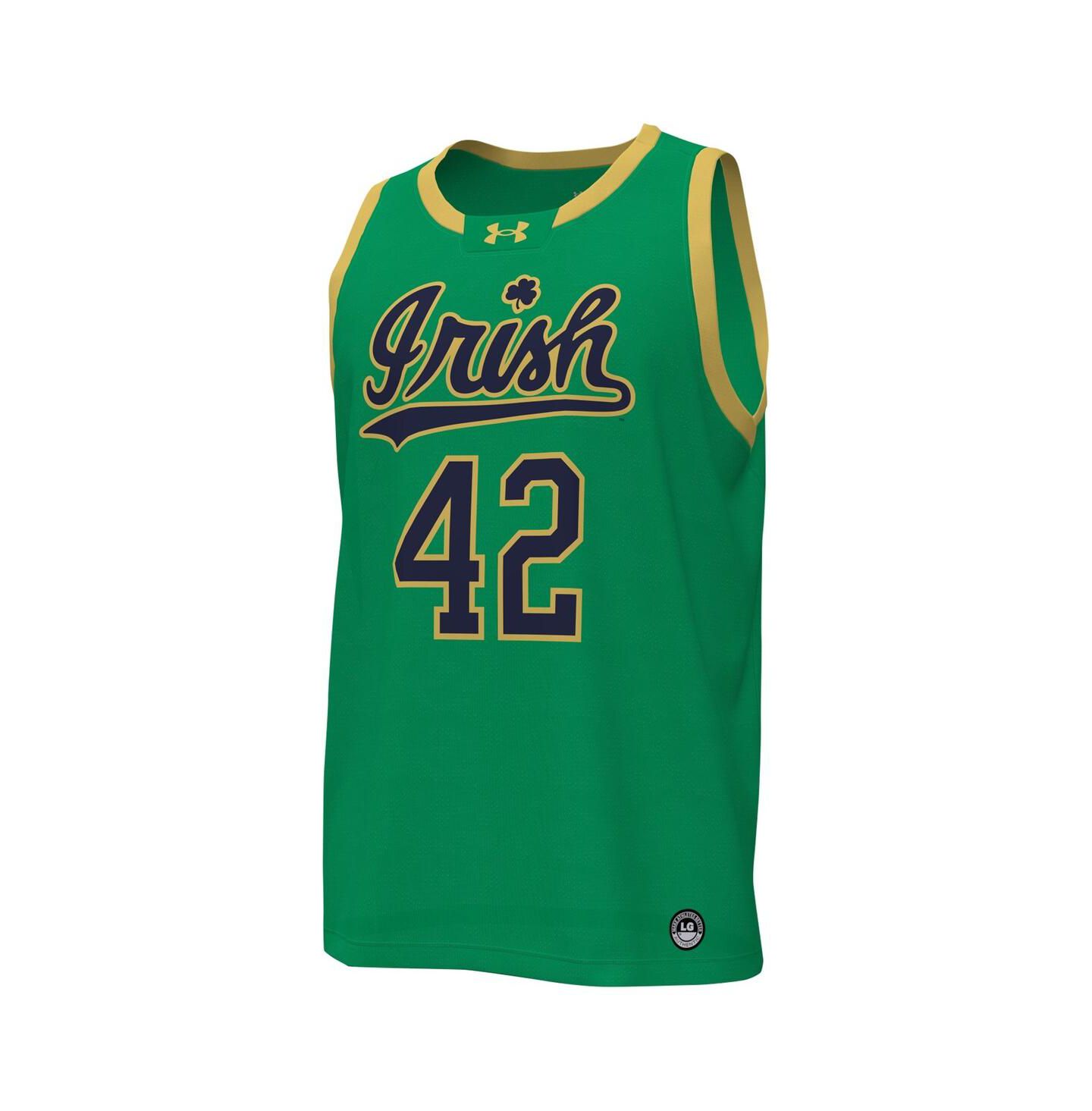 Мужской топ Under Armour 42 Notre Dame Fighting Irish Replica Basketball Jersey, цвет: Зелёный — фото 2
