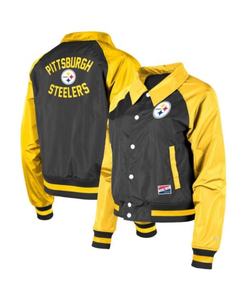 Женские куртки New Era Women's Black Pittsburgh Steelers Coaches Raglan Full-Snap Jacket