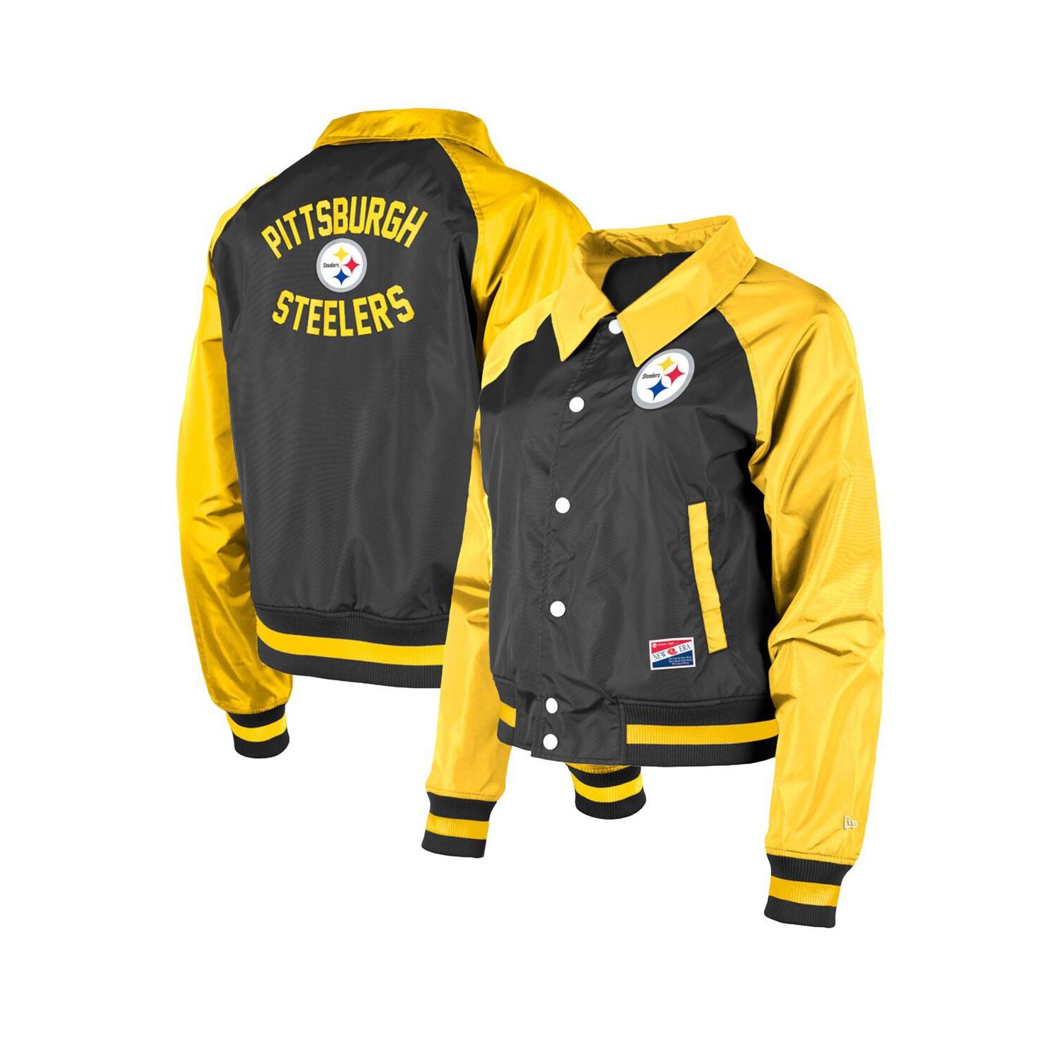 Women's Black Pittsburgh Steelers Coaches Raglan Full-Snap Jacket