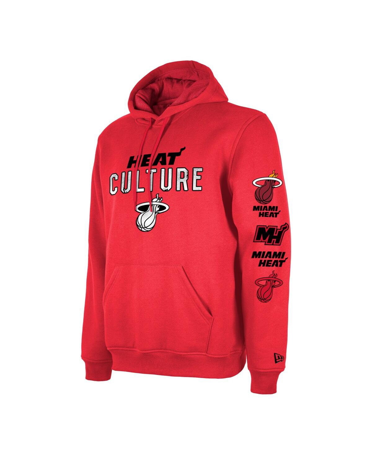 Men's New EraDistressed Miami Heat 2023/24 City Edition Big and Tall Pullover Hoodie - Red