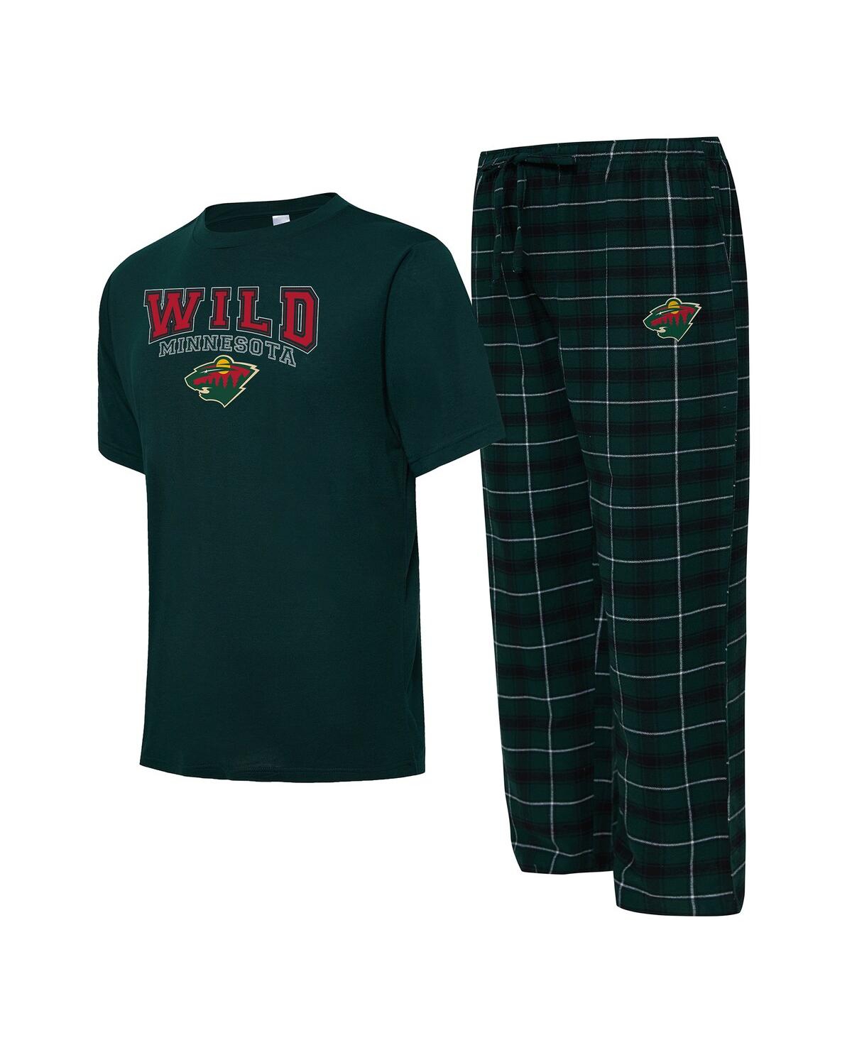 Men's Concepts Sport Green, Black Minnesota Wild Arctic T-shirt and Pajama Pants Sleep Set - Green, Black