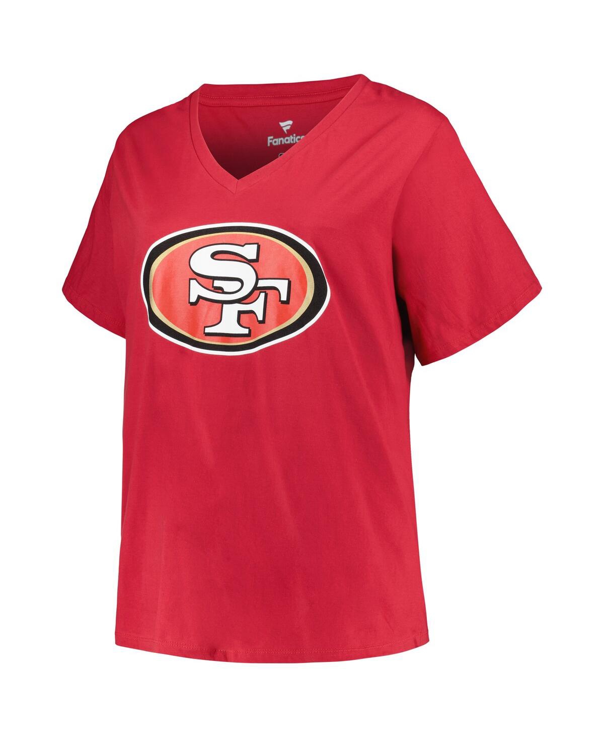 Women's Fanatics Brock PurdySan Francisco 49ers Plus Size Player Name and Number V-Neck T-shirt - Scarlet