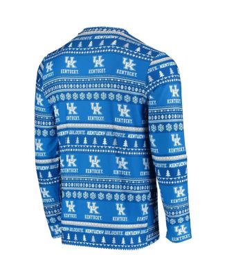 Men's Royal Kentucky Wildcats Ugly Sweater Knit Long Sleeve Top and Pant Set