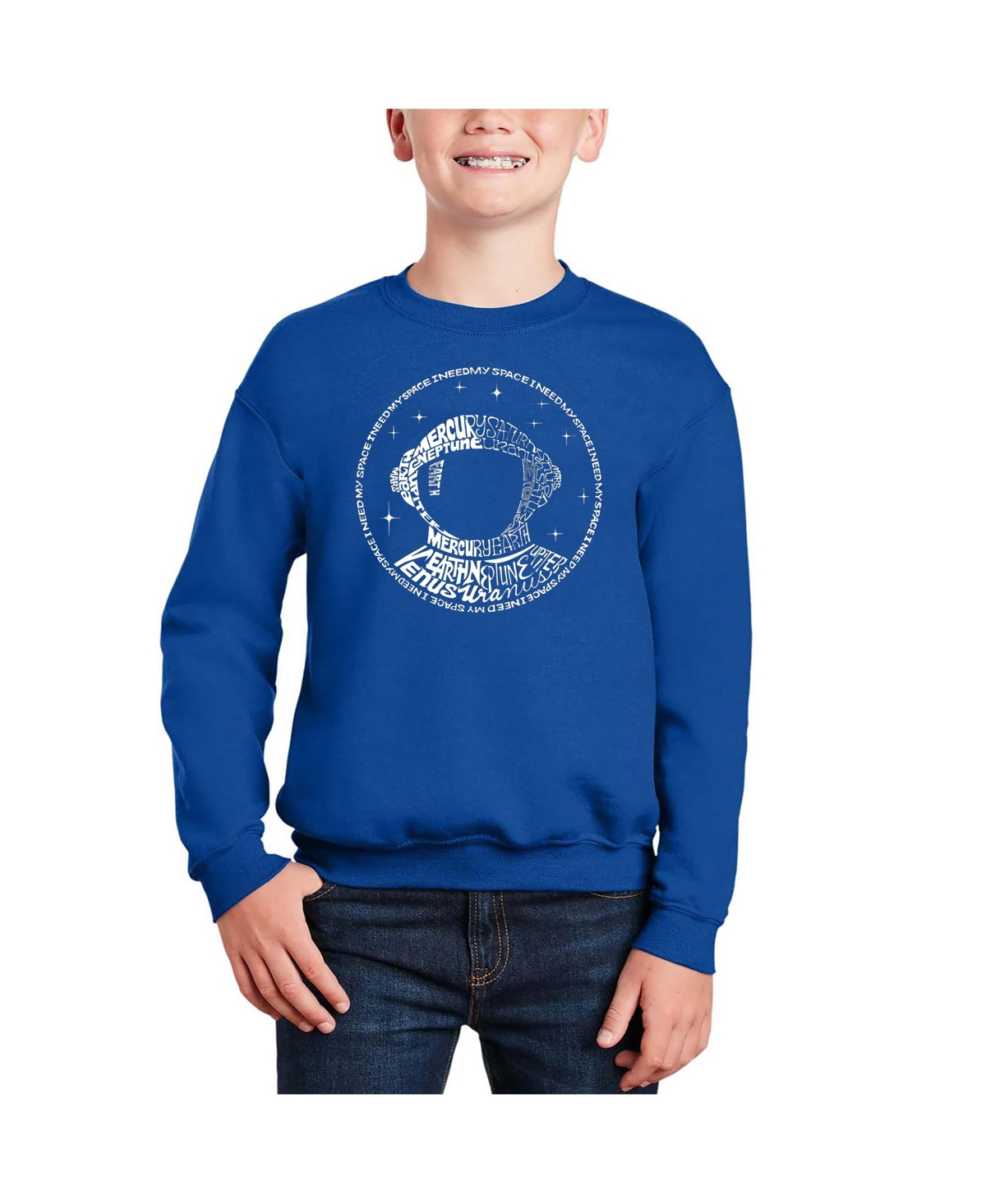 I Need My Space Astronaut - Big Boy's Word Art Crewneck Sweatshirt