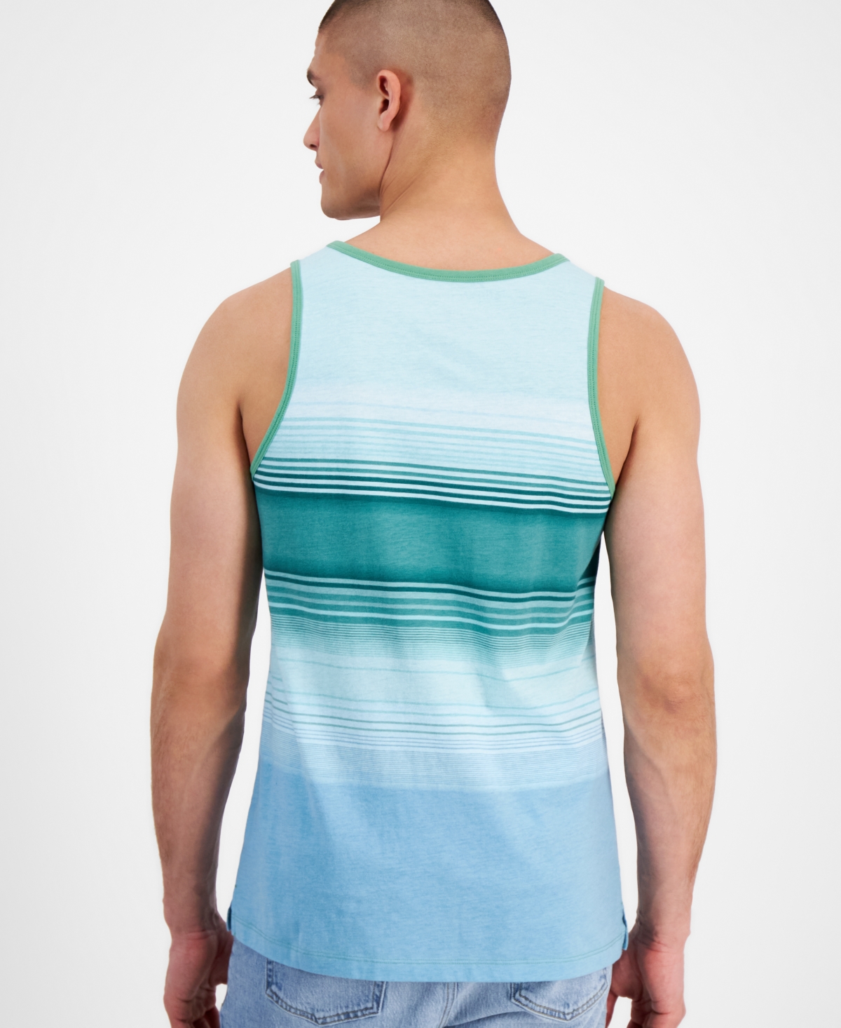 Shop Sun + Stone Men's Soft Striped Tank Top, Created For Macy's In Green Mist