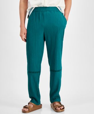 Native Youth - Men's Straight-Fit Textured Seersucker Jogger Pants