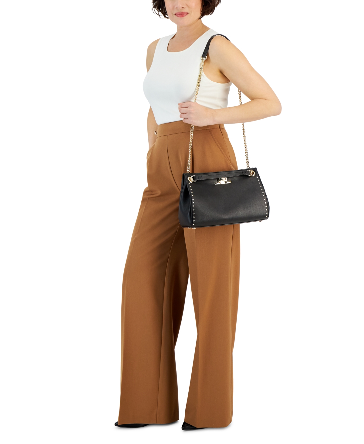 Shop Inc International Concepts Harrper Stud Shoulder Bag, Created For Macy's In Vanilla