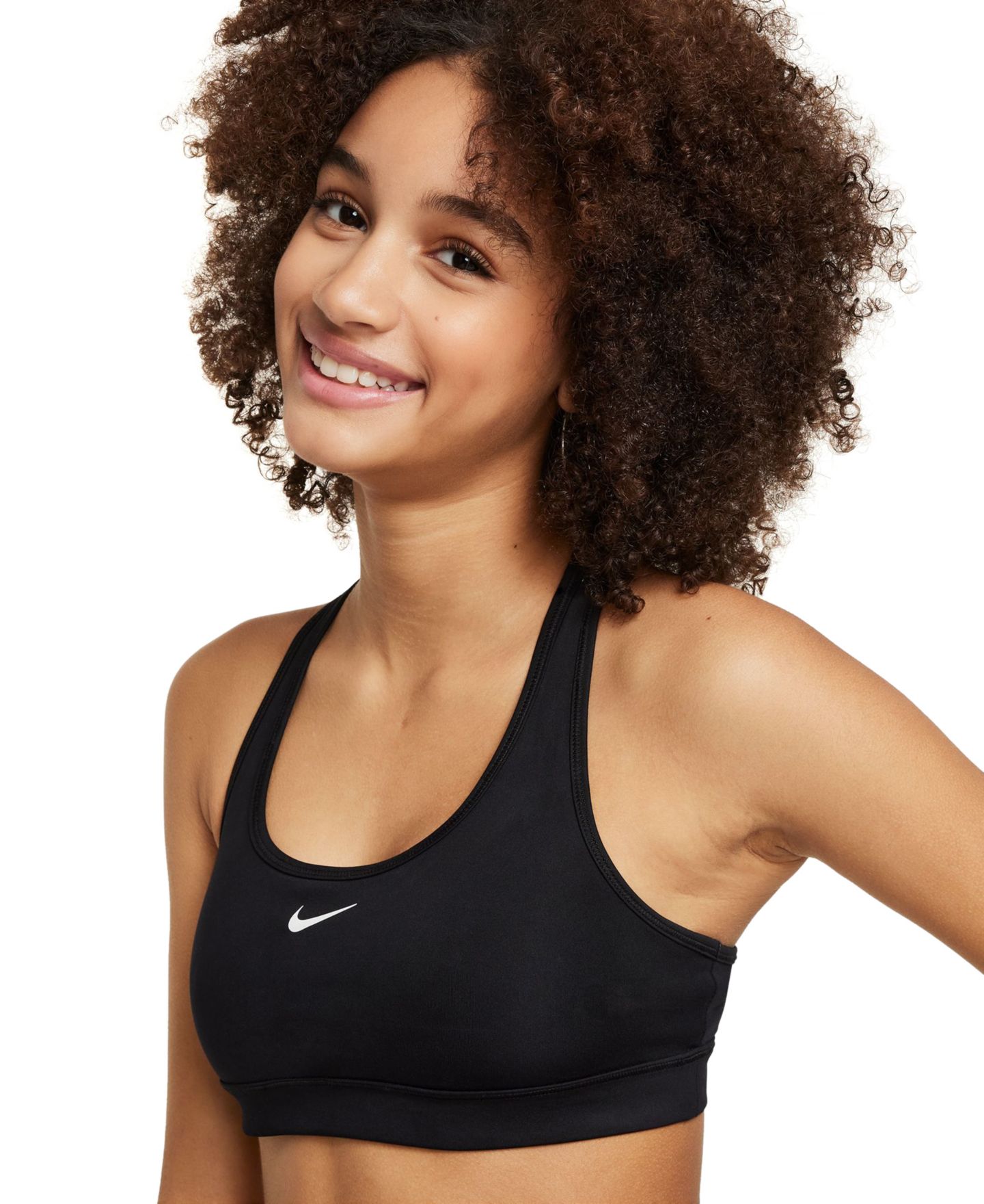 Спортивное бра Swoosh — Nike, цвет: Чёрный / Белый — фото 3