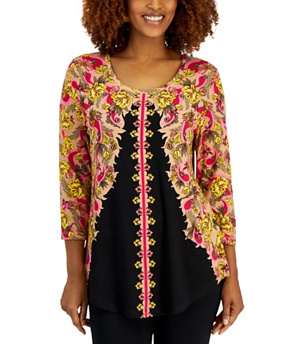 Lucky Brand Floral-Print Thermal Top - Macy's