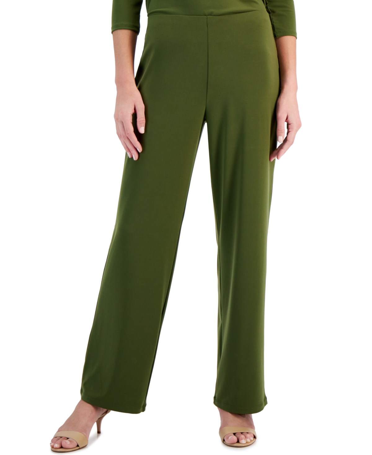 Jm Collection Women's Knit Wide-leg Pull-on Pants, Regular & Short Lengths, Created For Macy's In New Avocado