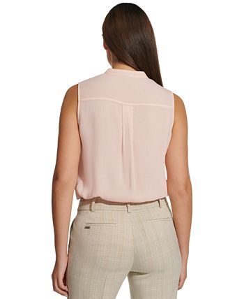 Tommy Hilfiger Women's Plus Wear to Work Tie Neck Blouse Blue Size 0X